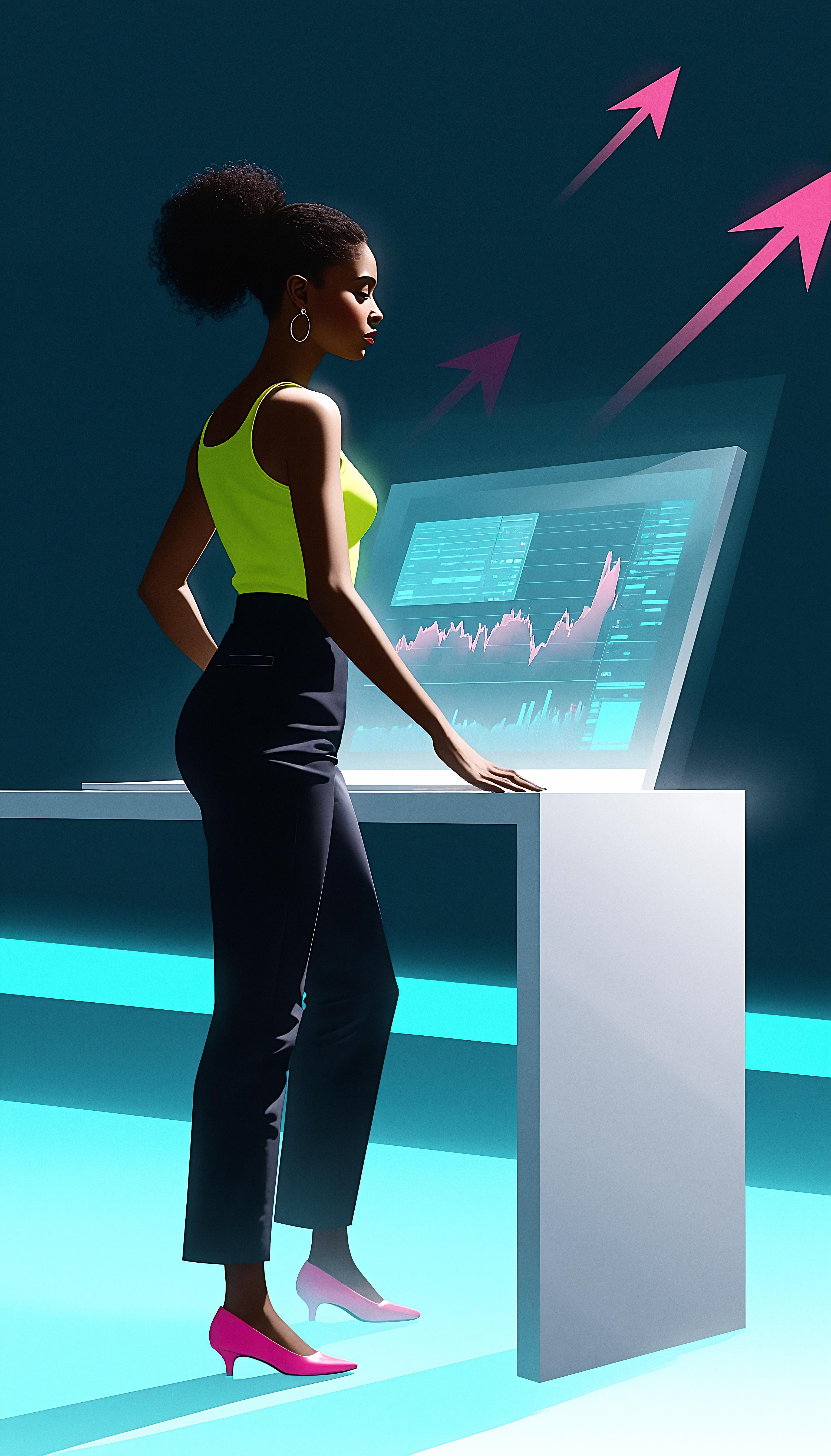 Businesswoman analyzing financial data